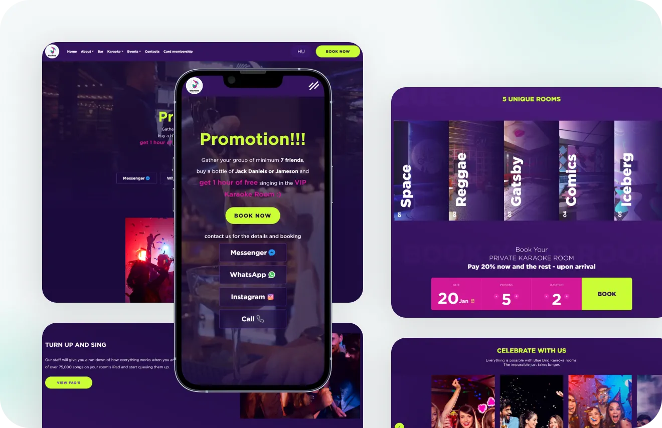 Blue Bird Karaoke Rooms website by Artilab