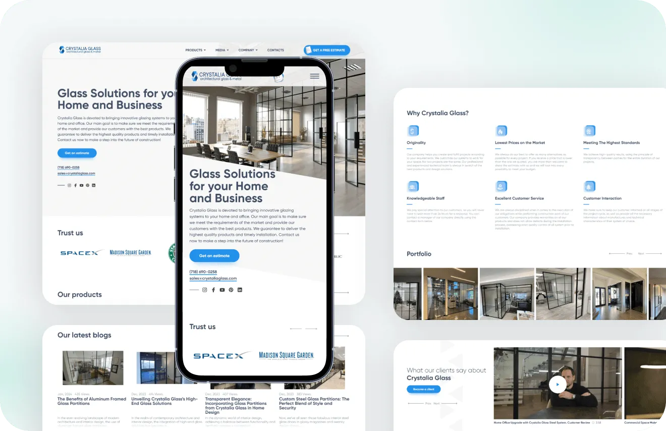 Crystalia Glass Hardware website by Artilab