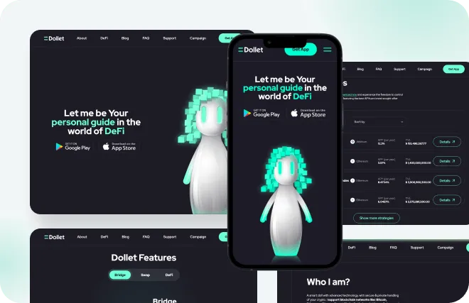 Dollet Wallet website by Artilab