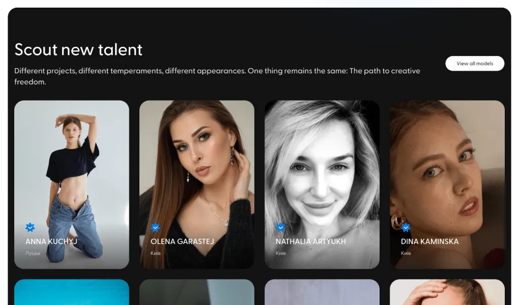 Clarus Modelling Agency screen 3